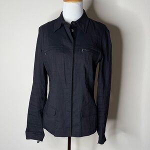Elie Tahari Black Linen Blend Shacket